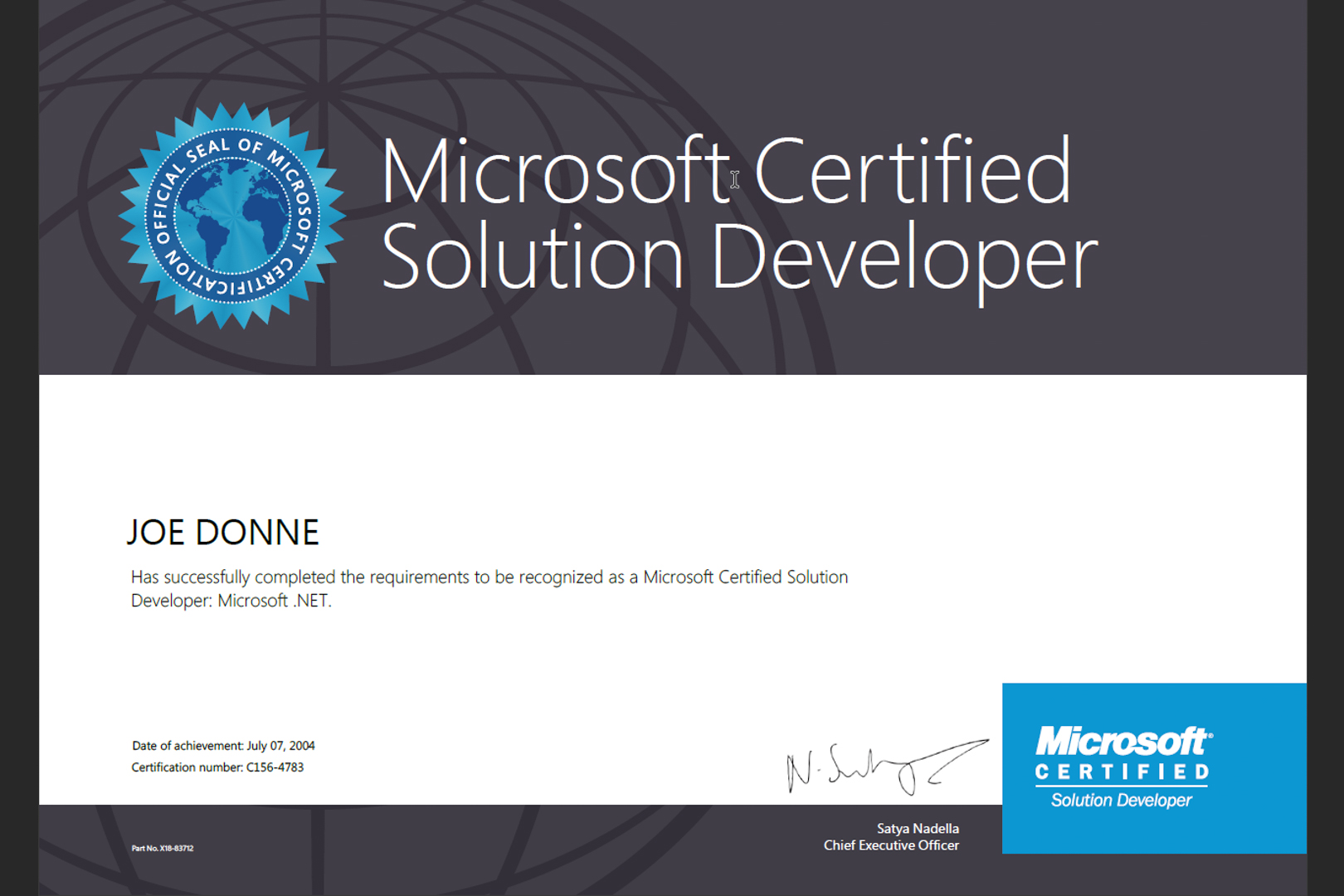 Microsoft Certified Solution Developer Microsoft .NET - Joe Donne